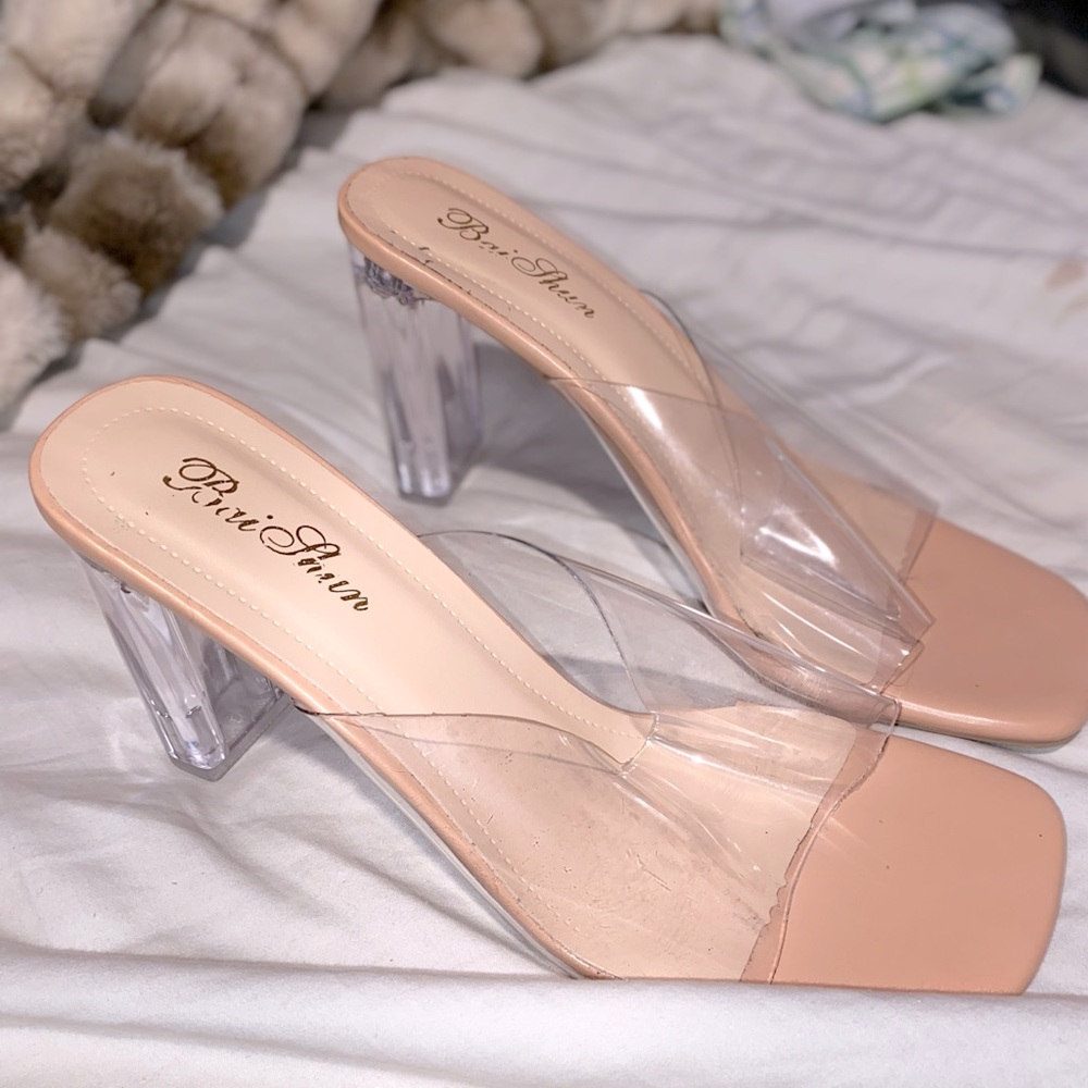 TAN GLASS HEELS